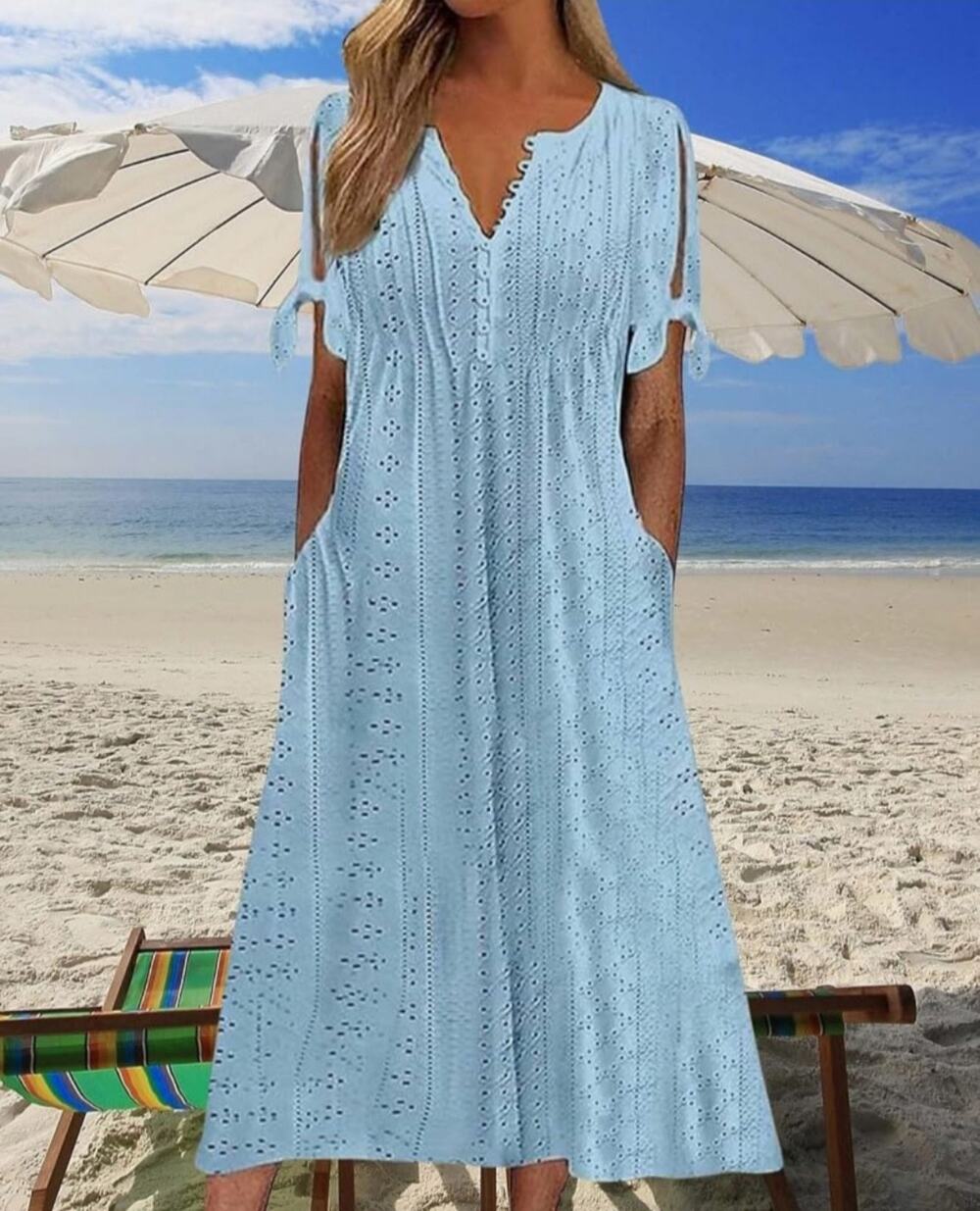 #222 MSRP $40 NWOT EYELET SHORT SLEEVE MAXI SUNDRESS COVER UP ♡SIZE XL♡